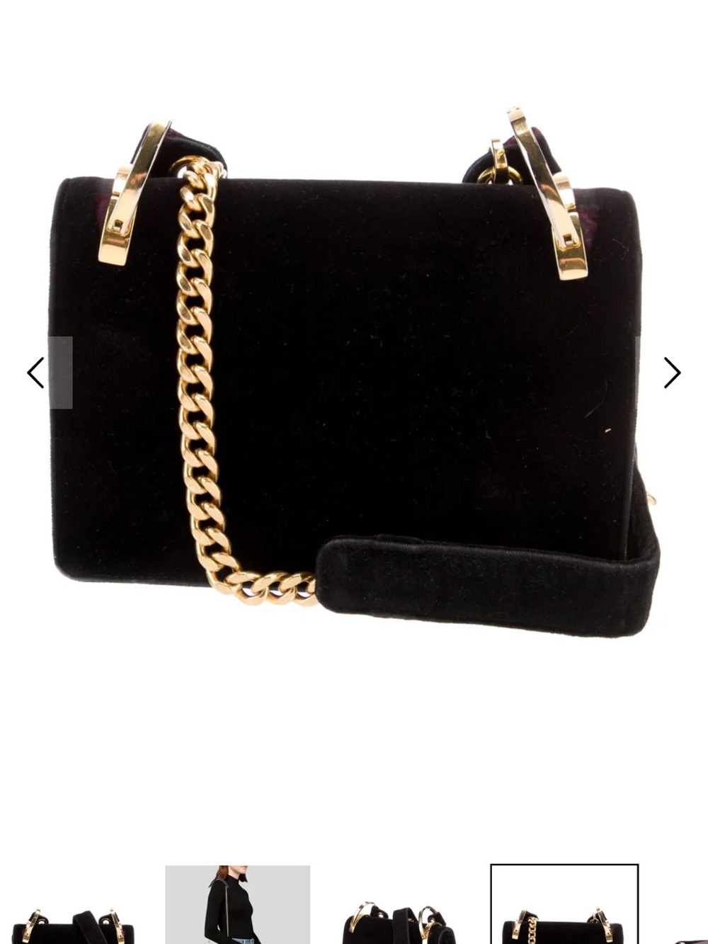 Auth Prada Black Velvet Pattina Shoulder Bag Chain Crossbody Bag w/ Gold Hardwar - Picture 3 of 9
